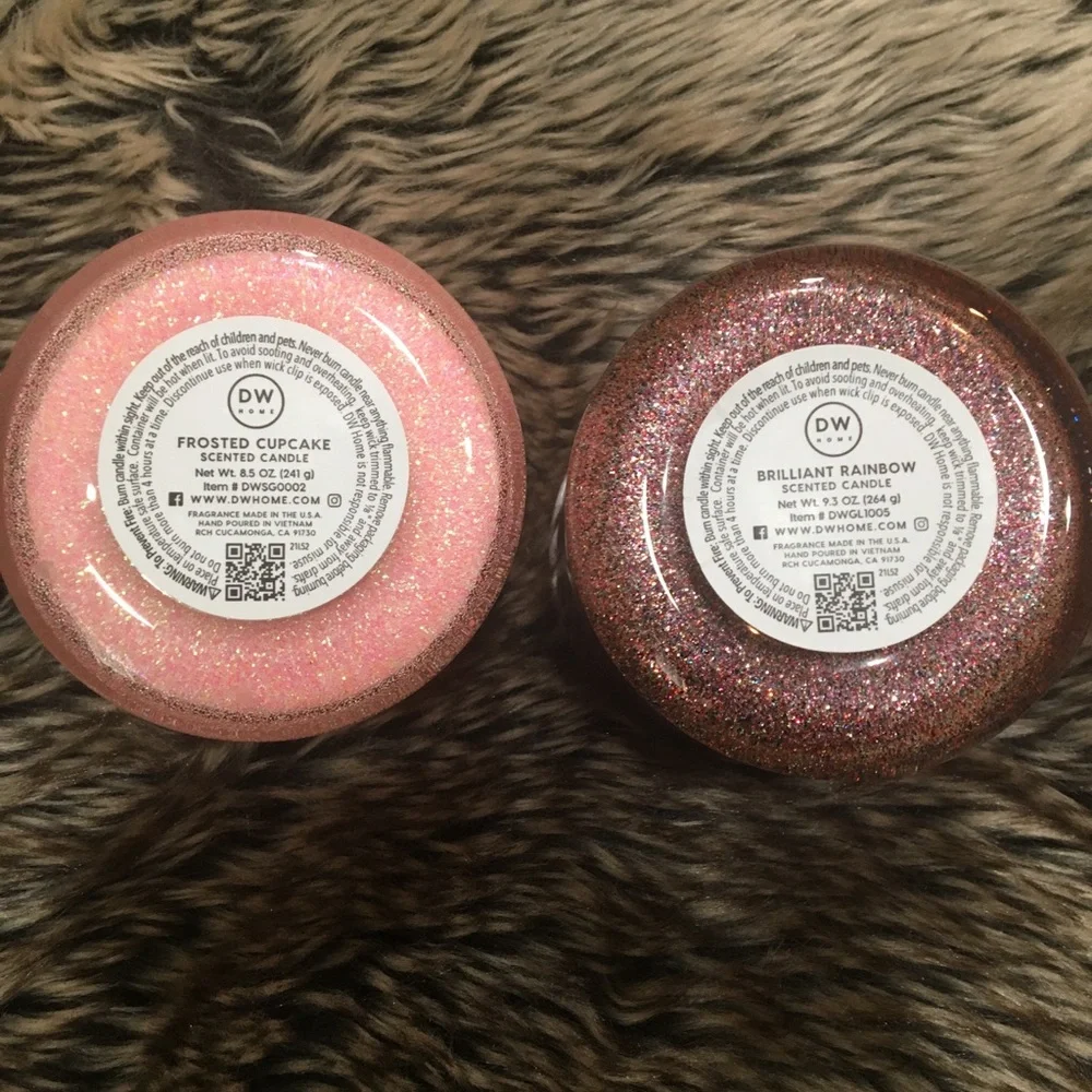 DW Home Sparkle Candle Bundle Frosted Cupcake & Brilliant Rainbow NWOT